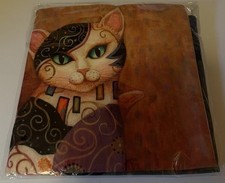 Whimsical Cat Pillow Cover w Zipper 15  x 15  Abstract Art W Package