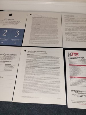 Original Apple Paperwork Documents With Stickers Vintage