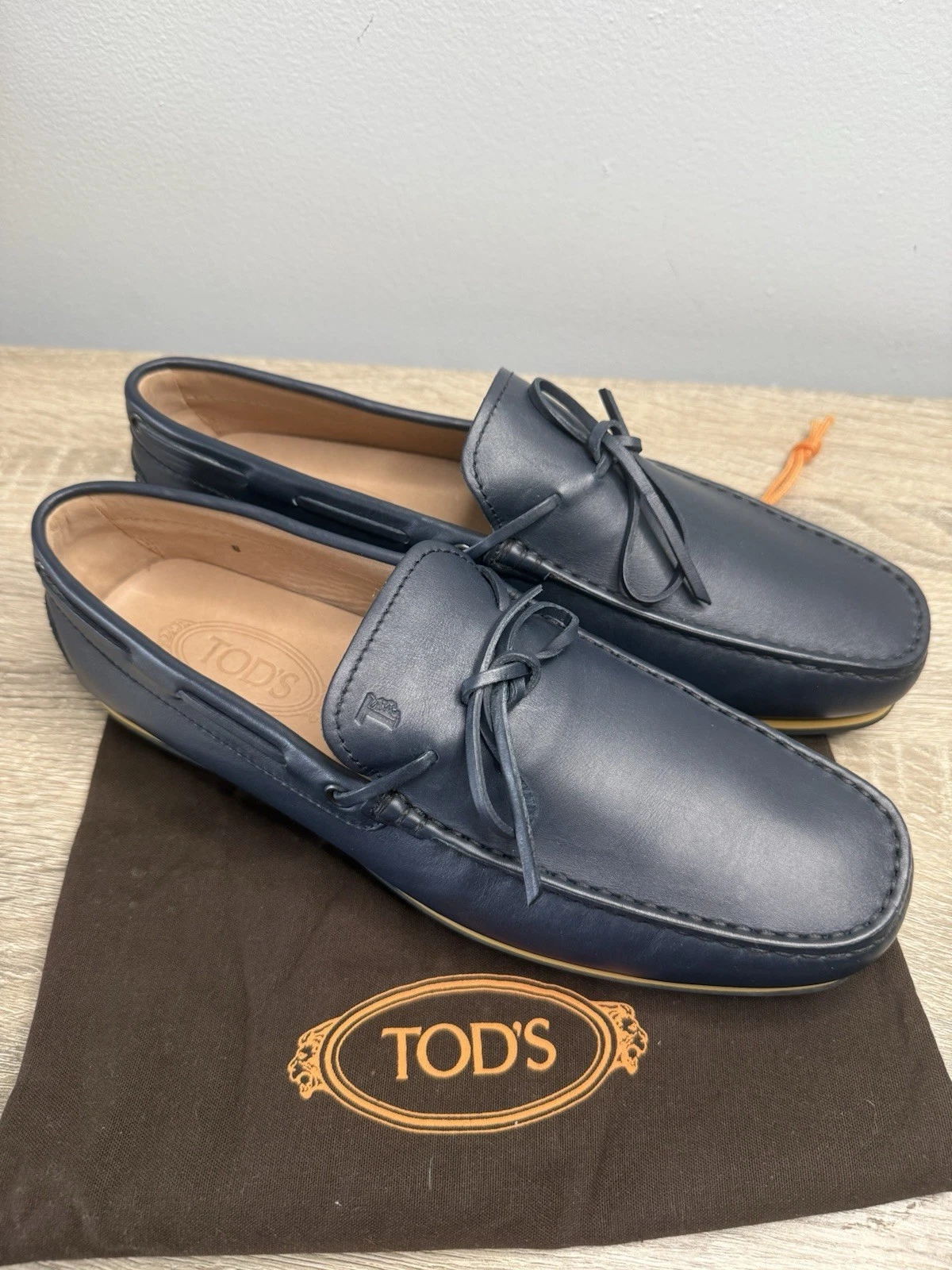 TOD’S Mocassini scarpe da guida Tod's uomo in pelle blu taglia 8