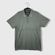 Lululemon Men Tech Polo Shirt Short Sleeve Heathered Green Athleisure Size XL