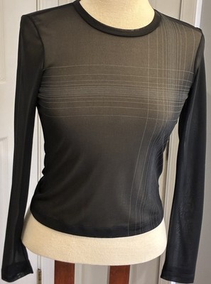 Vintage 90s Esprit Pinstripe Sheer Mesh Top - 90 s Minimalism - Medium