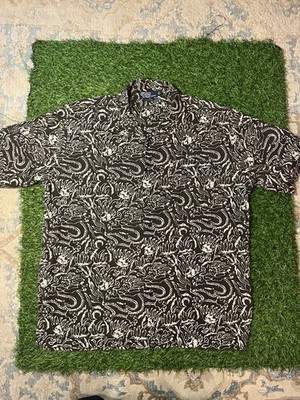 VTG 90s Polo Ralph Lauren Shirt Mens L Clayton Loop Collar Camp Dragon Print