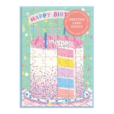 Confetti Birthday Cake Puzzle Greeting Card 60 Piece Galison Unique Gift