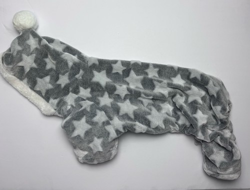 Barkley & Finn Dog Pajamas Hooded One Piece Star Print Gray Size M