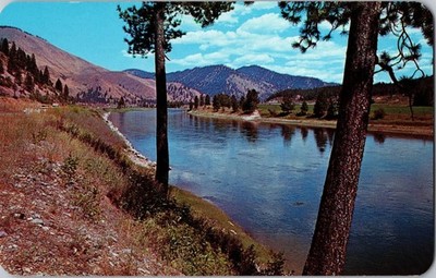 Postcard: River Drive Interstate 90 near St. Regis, Montana Mountains