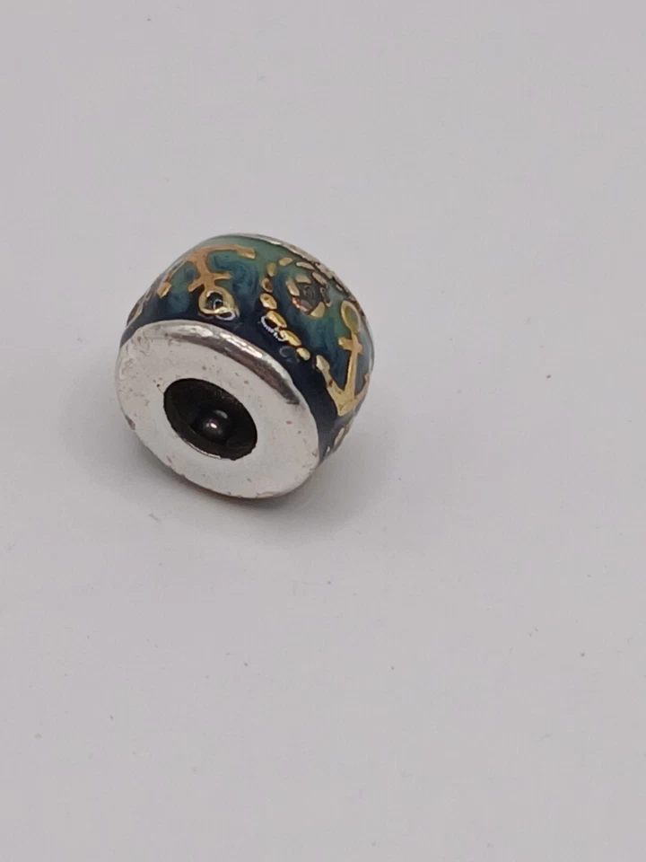 RARO! Brighton Ahoy Esmalte DORADO Azul ANCLA CUERDA Náutica Deslizante Cuentas Dije Foto 3 de 4