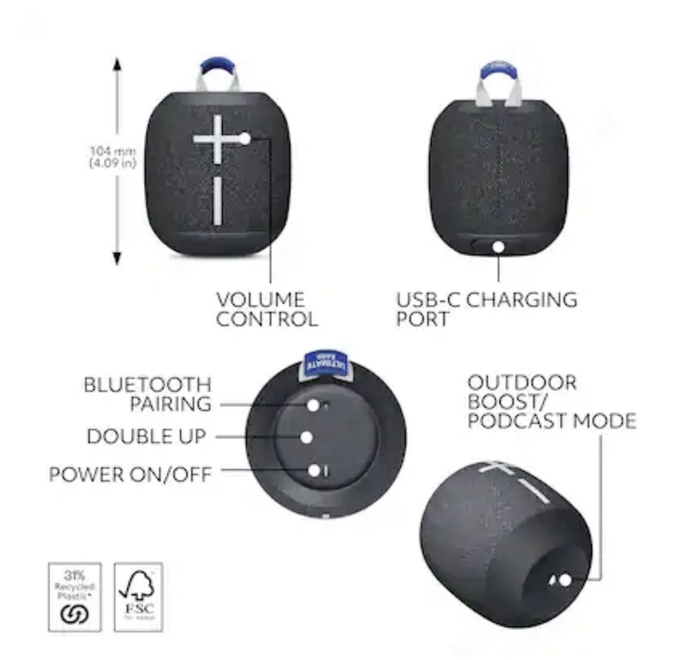 Ultimate Ears WONDERBOOM 3 портативный Bluetooth-динамик - проверенный рабочий - Изображение 2 из 4