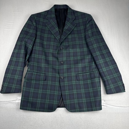 J Crew Oarsman Mens Green Navy Tartan Plaid Sport Coat 40R Smart Casual Wool