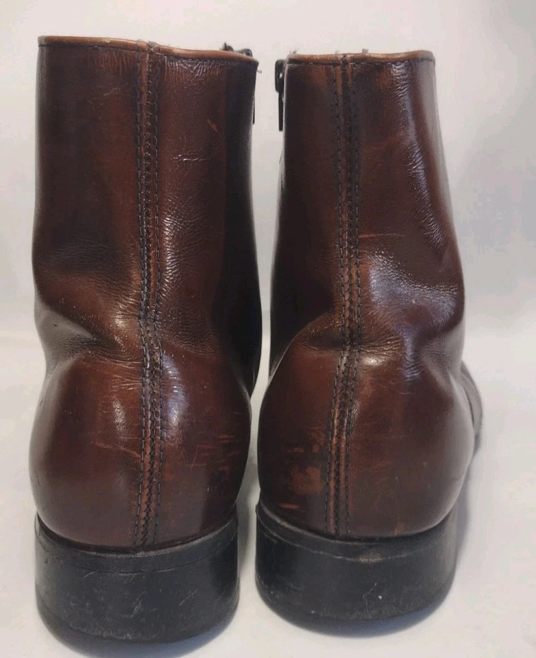 Vintage 70s Mod Beetle Boots Sz 14D | Leather Upper | YKK Zip | Soulful Patina - Image 4 of 4