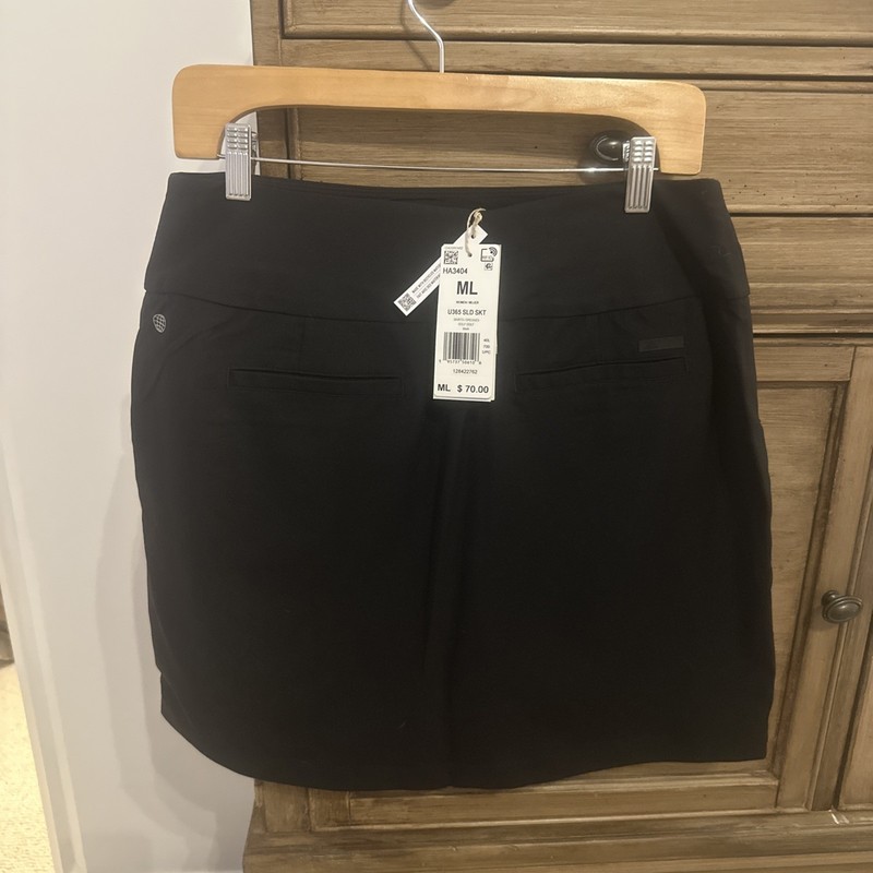 NWT Adidas Athletic Golf Skirt Skort ML Women Black Built in Shorts U365 Stretch