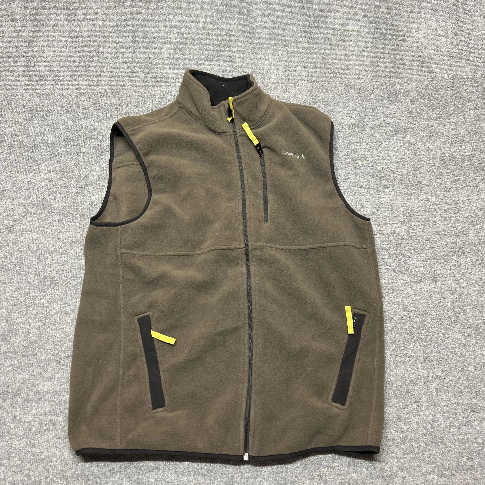 Solaris Fleece Vest Mens Large Brown Full Zip Pockets Outdoor Hiking