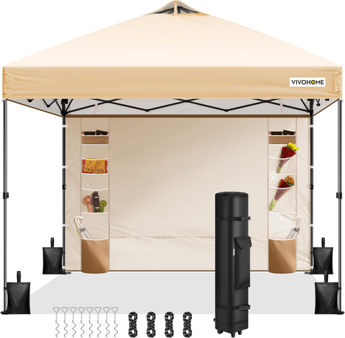 Tenda Pop-Up 3X3M Gazebo Baldacchino Con Parete Laterale E 6 Tasche Campeggio Po - Foto 12 di 12