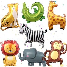 Jungle Safari Foil Balloons   Jungle Animal Party Set with Elephant, Monkey, ...