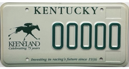 *SAMPLE SALE* Kentucky KEENELAND CELEBRATING 75 YEARS Sample License Plate