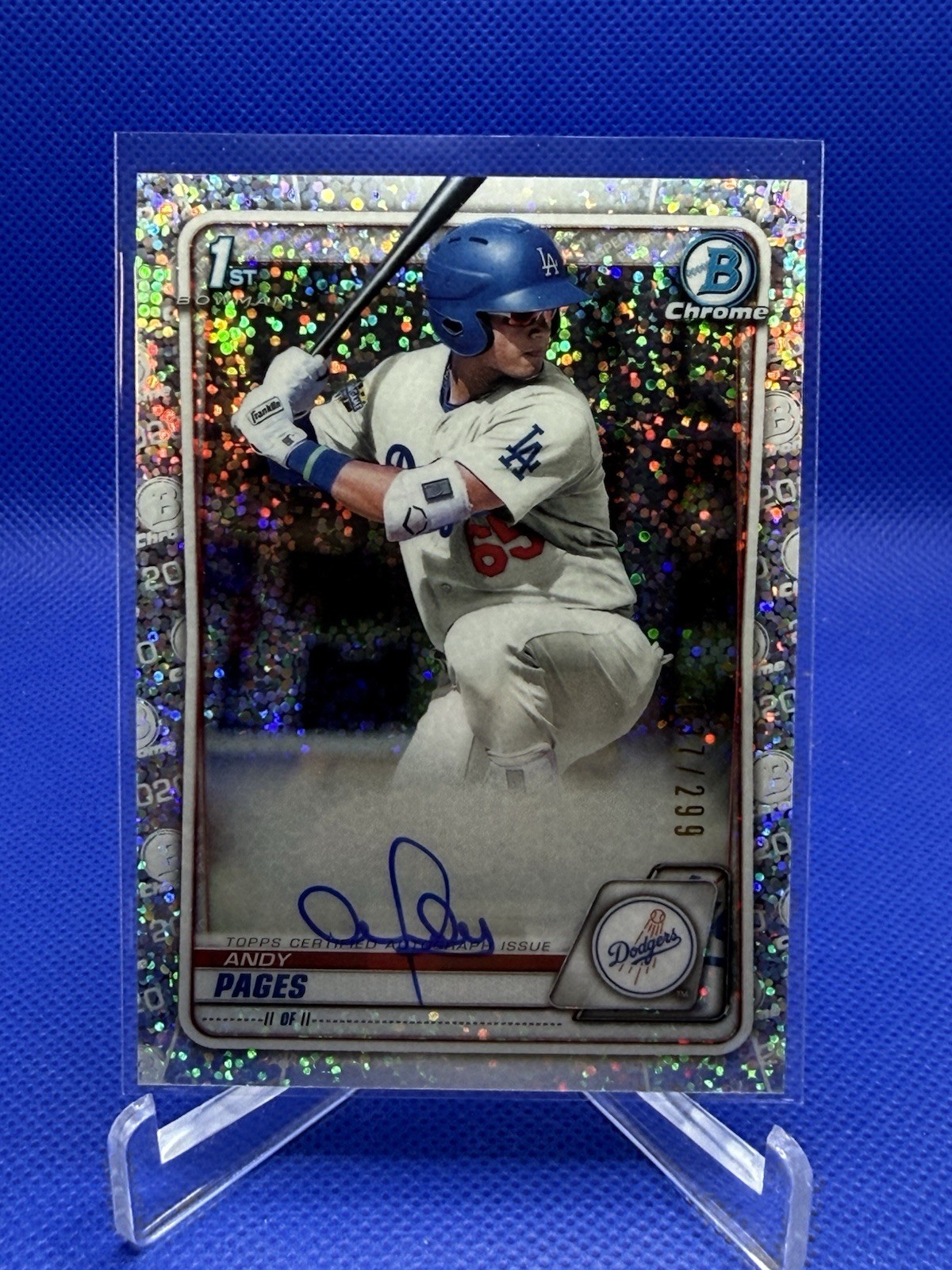 Andy Pages 2020 Bowman Chrome /299 Auto Speckle Refractor #CPA-AP Dodgers