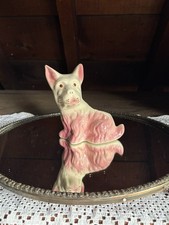 Vintage Scottie Scottish Terrier Dog Glazed Pink Color Ceramic Planter 5 3/4" g
