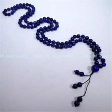 8mm Lapis Lazuli 108 Beads Gemstone Tassel Mala Necklace Meditation Religious