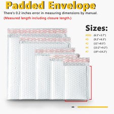 Any Size Poly Bubble Mailers Shipping Mailing Self-Sealing Envelopes Padded Bags