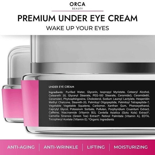 Orca Beauty crema anti-età sotto gli occhi per occhiaie/gonfiore/rughe - 0,5 oz - Foto 2 di 7