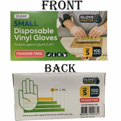 100x Disposable Gloves Powder Latex Free Clear Vinyl Work Protective Food Safe