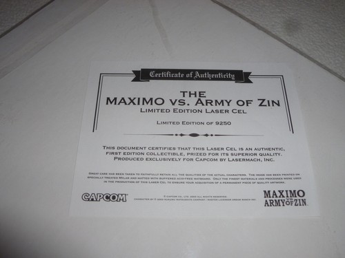 LIMITED EDITION THE MAXIMO VS ARMY OF ZIN LASER CEL W CERTIFICATE COA CAPCOM LE - Picture 4 of 4
