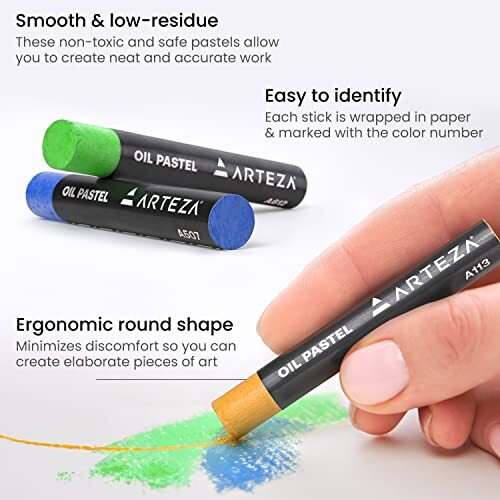 ARTEZA Oil Pastels for Artists 60 Soft Oil Pastels in Assorted Colors Artist ... - Picture 3 of 8