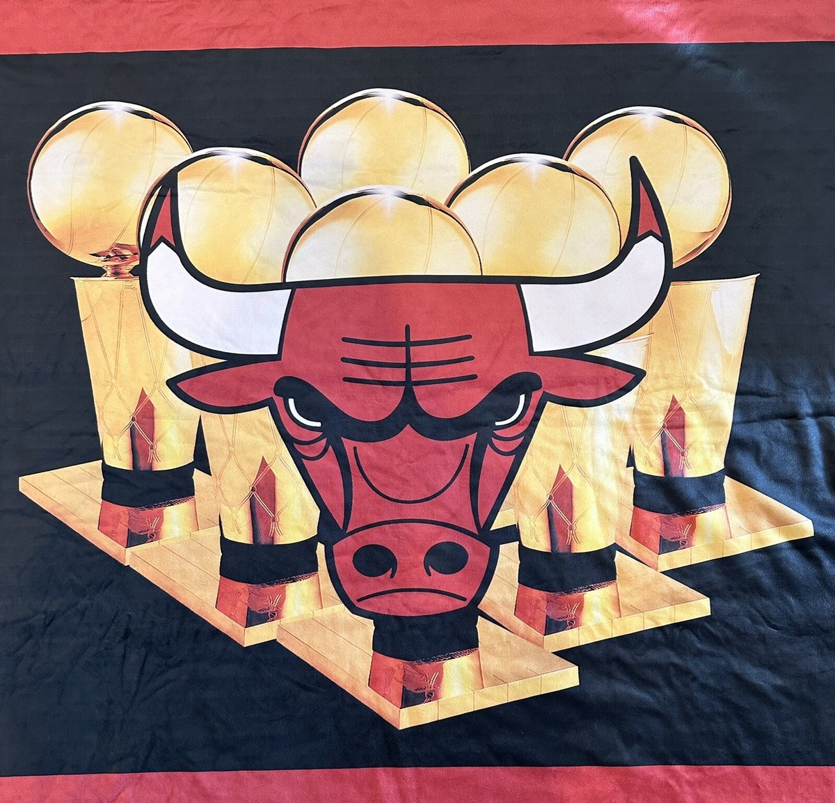 NBA Chicago Bulls Championship Trophy Throw Blanket 48x60 FREE