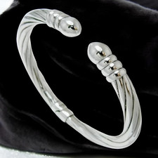 925 STERLING SILVER CLASSIC HINGED BANGLE BRACELET 7" LIGHTWEIGHT 1583