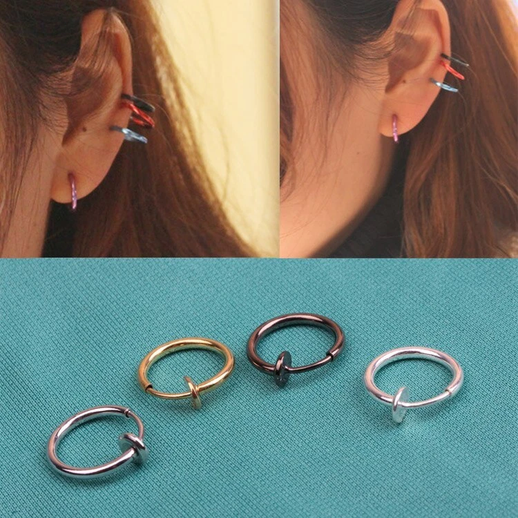 5pcs Invisible No Ear Hole Earrings Clip Nose Ring Belly Button Ring For Pu