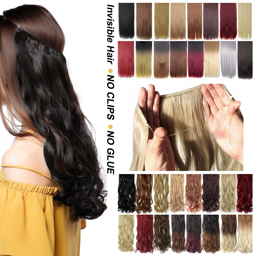 Dip-Dye Ombre Black Green Red Blue Purple Invisible Hairpiece Hair