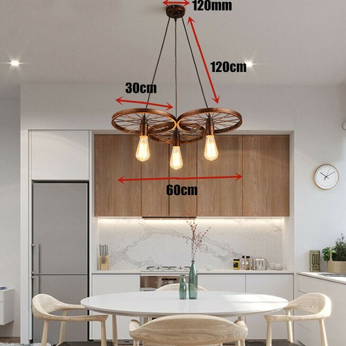 Lampadario industriale sospensione metallo ruota sospensione retrò tubo E27 loft - Foto 11 di 20