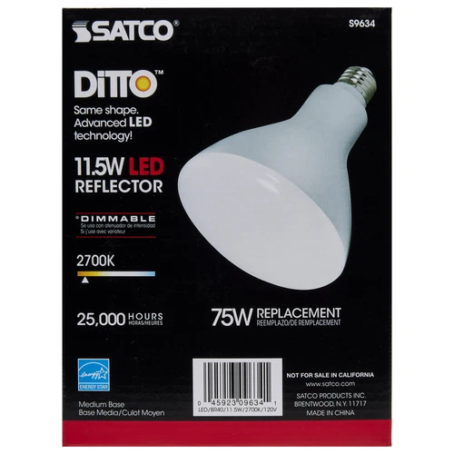 Satco S9634 11.5W =75W BR40 LED 2700K Warm White 120V Medium E26 Base 940 Lumen - Picture 10 of 16