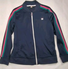 FILA SPORT Womens Large Zip Front Activewear Jacket Pockets Cotton/Poly