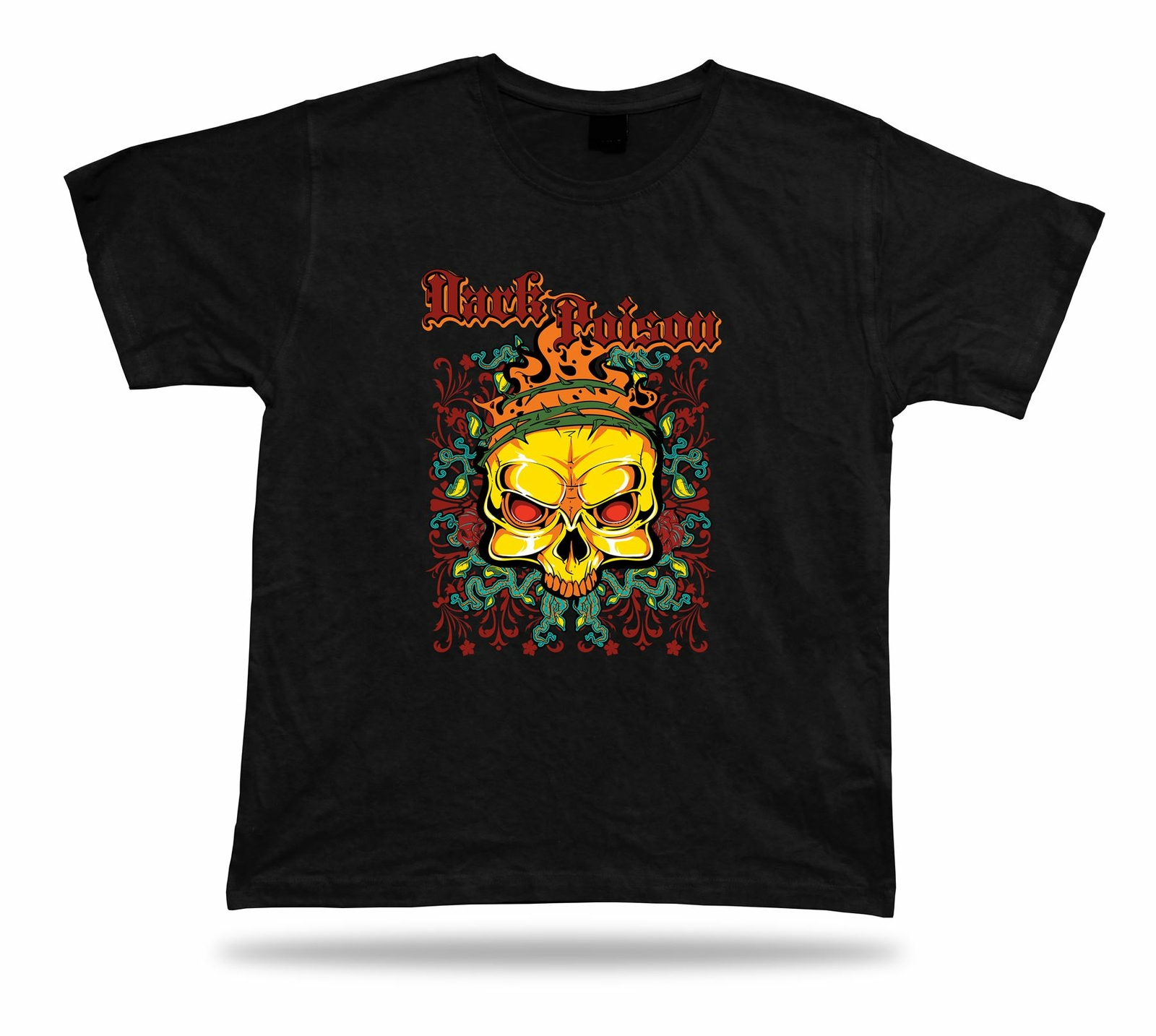 Tshirt Tee Shirt Birthday Gift Idea Dark Poison Gold Skull Thorn Fire Evil Vines