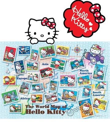 Hello Kitty Jigsaw Puzzle 1000 Pieces The World Map World Trip And World Stamps Ebay