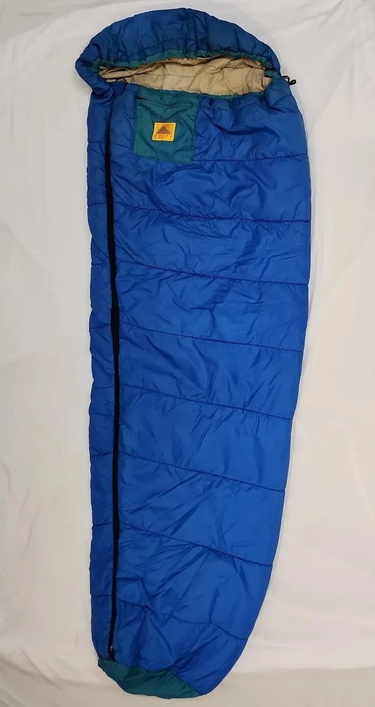 Vtg Kelty USA Quallofil Blue Nylon Shell Poly Blend Sleeping Bag - 84 x 32