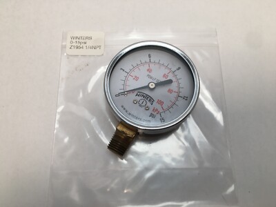 Winters E211 Pressure Gauge 1/4 NPT 0-15 psi 0-100 kpa Z1954 2-1/2'' OD