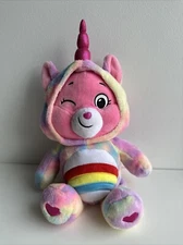 Care Bears Cheer Bear Unicorn Plush 12" Hoodie Friends Collector Pink Rainbow
