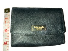 KATE SPADE Laurel Way Holly Black Saffiano Leather Card Case Mini Wallet