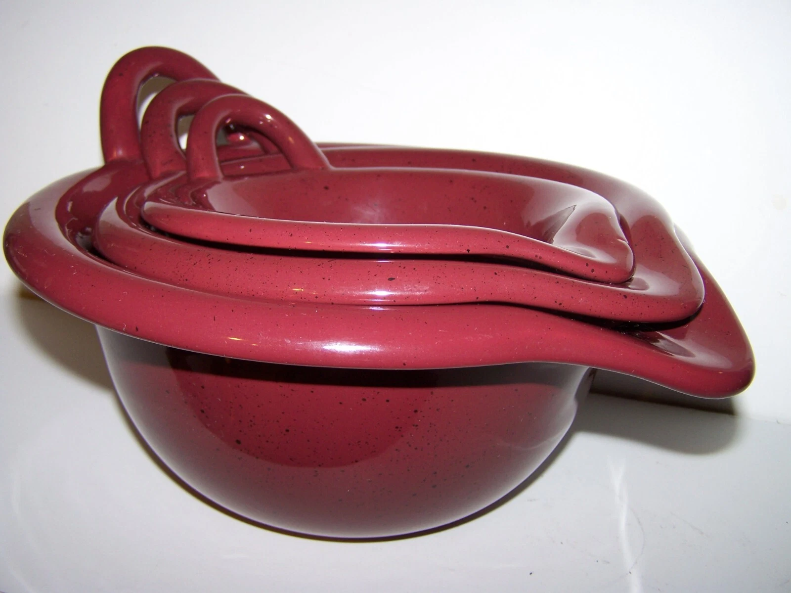 RARE Set of 3 Heavy Mixing-Nesting Bowls ~ Handle & Pour Spout Ceramic BURGUNDY
Opens in a new windo
