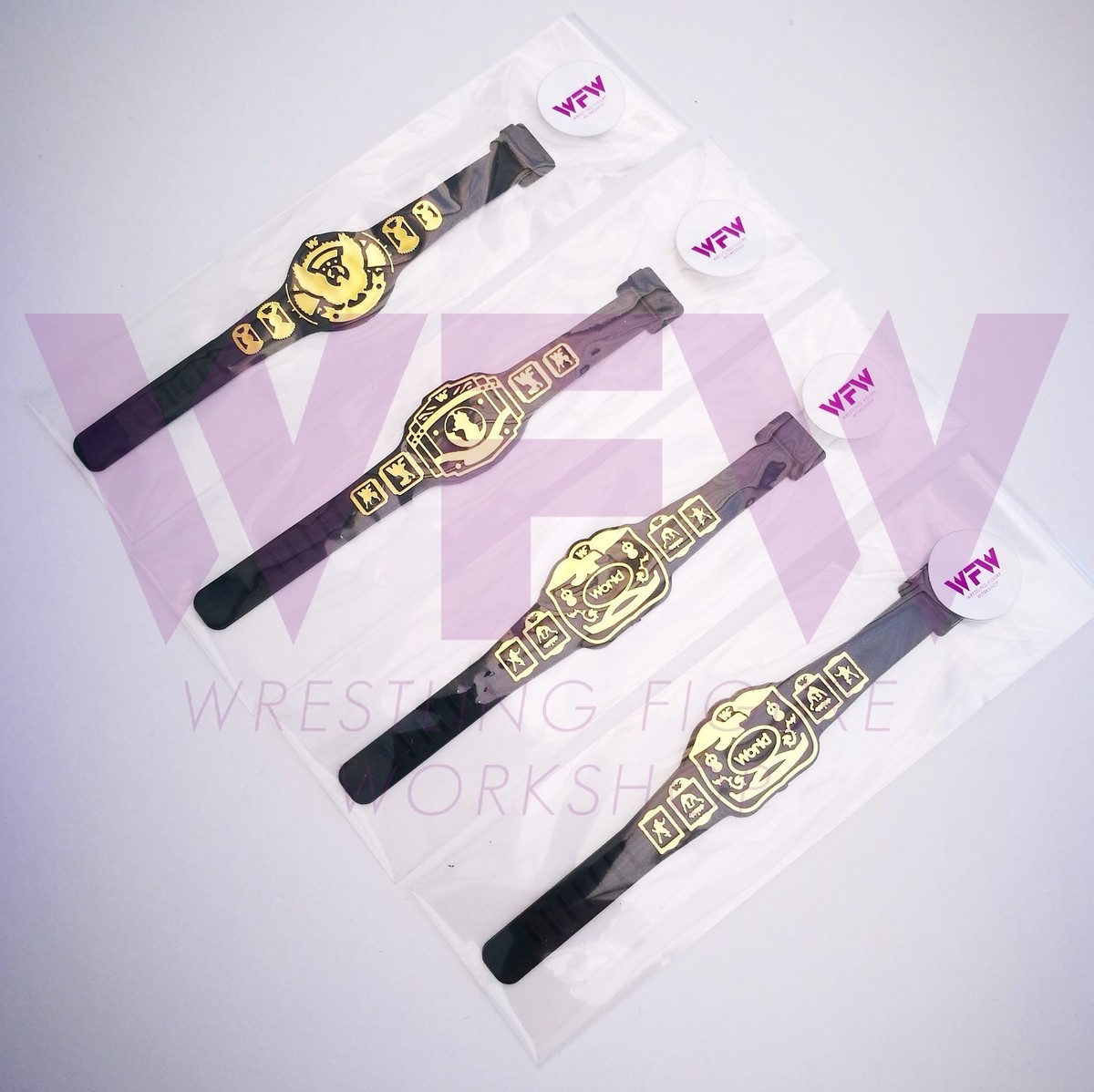 WWF WWE Hasbro Figure Belt Accessories - 1xEagle 1xIC 2xTag Set