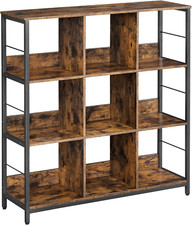 Libreria in Legno 9 Ripiani Mobile Stile Industriale per Soggiorno 100x30x103cm