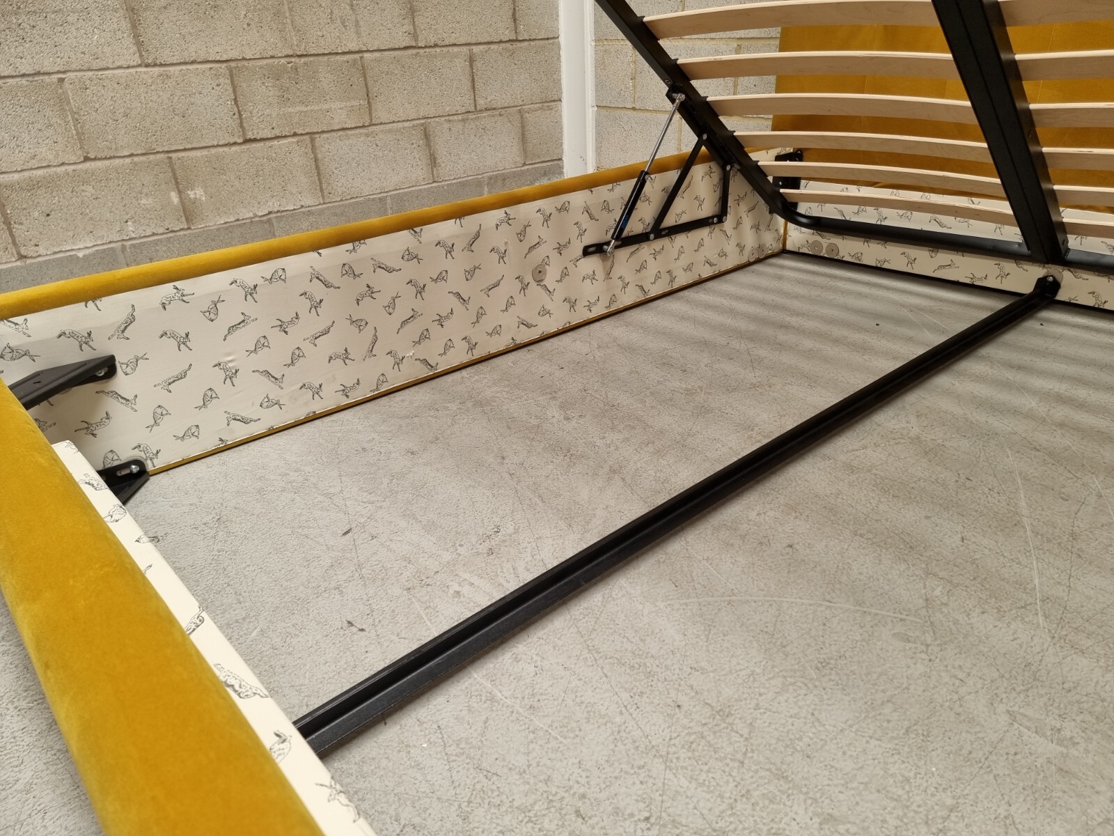 Joules DFS Windsor King Size Ottoman Storage Bed Frame In Yellow Velvet