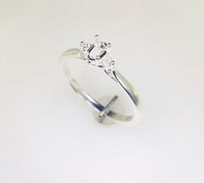 5 x 3 mm Oval with 2 mm Accents Sterling Silver Ring Setting