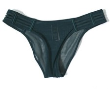 Victoria's Secret Luxe Lingerie Striped Mesh Cheekini Panty Size XS - Black Ivy 