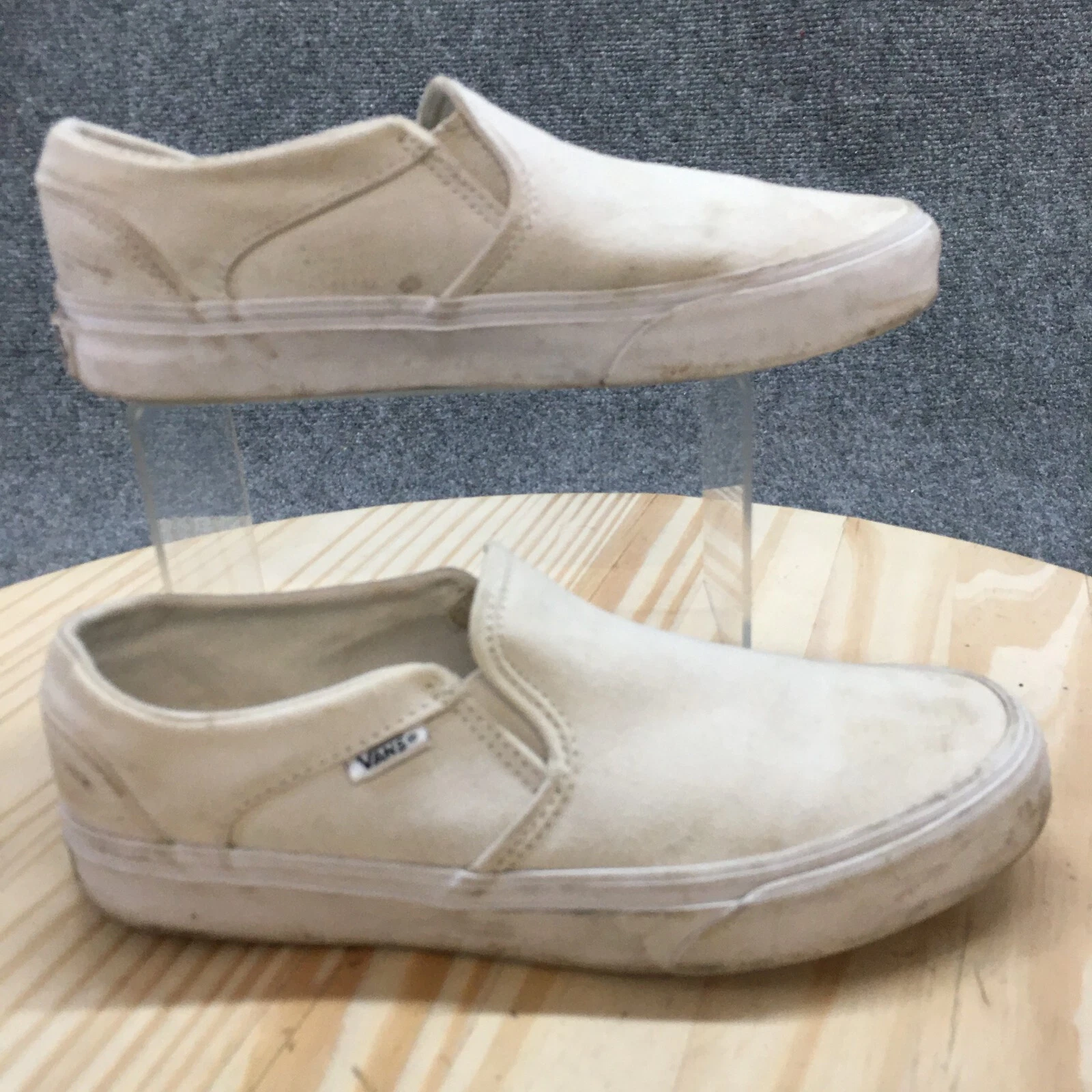 Scarpe Vans donna 7 5 mocassini da skate comfort tessuto bianco slip on top basso