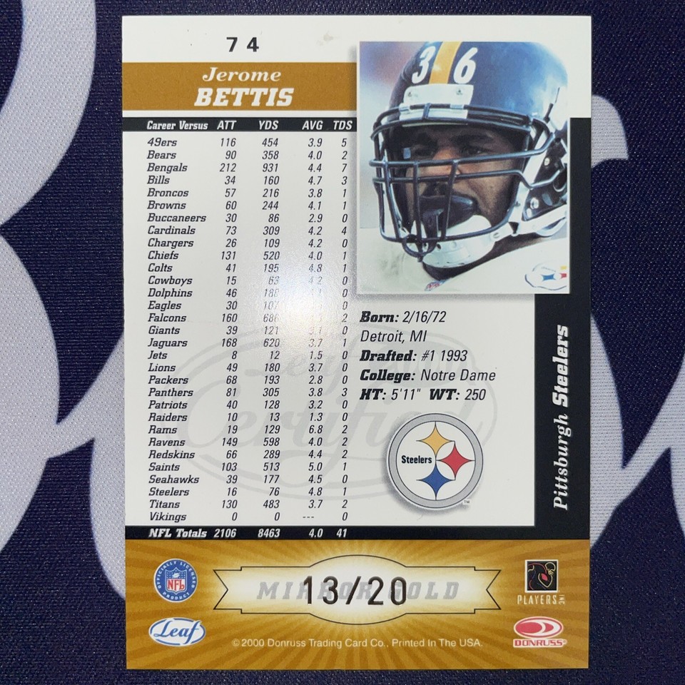 2000 Leaf Certified Mirror Gold /20 Jerome Bettis🔥 RARE!! One Touch eBay