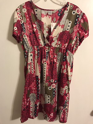 So Wear It Declare It Tunic Red Blue Brown Size XL 