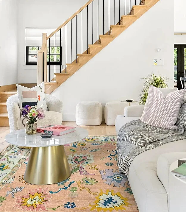 Alfombra Oushak rosa anudada a mano 5x8, 6x9, 8x10, 9x12, 10x14, 12x15 alfombra de lana Foto 3 de 4