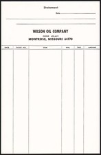 Vintage receipt WILSON OIL COMPANY Statement Montrose Missouri unused n-mint+